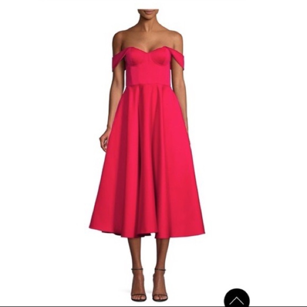 Jay Godfrey bodice top off the shoulder midi dress